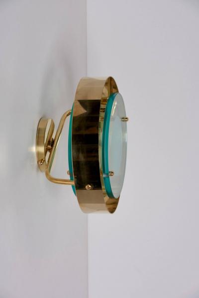 Max Ingrand Pair of Brass and Glass Sconces in the Manner of Max Ingrand and Fontana Arte