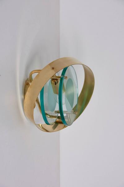 Max Ingrand Pair of Brass and Glass Sconces in the Manner of Max Ingrand and Fontana Arte