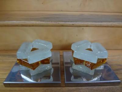 Max Ingrand Pair of Geometric Poliarte Style Midcentury Murano Glass Sconces
