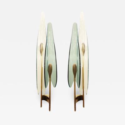 Max Ingrand Pair of Green Dalia Sconces by Max Ingrand for Fontana Arte