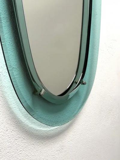 Max Ingrand Pair of Italian Midcentury Blue Green Glass Mirrors Max Ingrand Fontana Arte