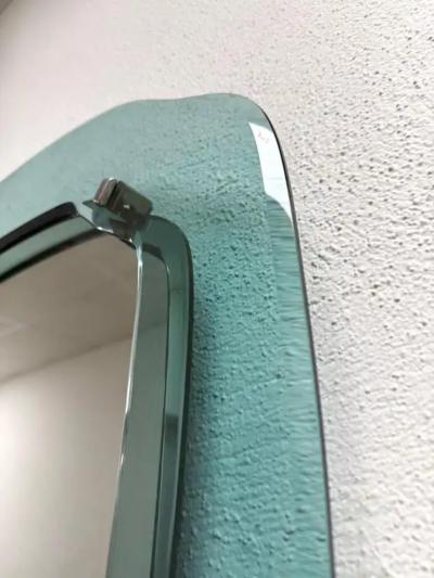 Max Ingrand Pair of Italian Midcentury Blue Green Glass Mirrors Max Ingrand Fontana Arte