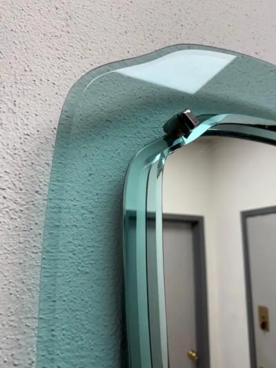 Max Ingrand Pair of Italian Midcentury Blue Green Glass Mirrors Max Ingrand Fontana Arte