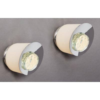 Max Ingrand Pair of Max Ingrand Chiseled Glass Sconces or Ceiling Lights Italy 1950s