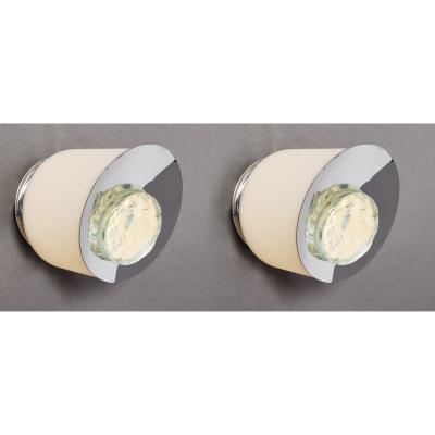 Max Ingrand Pair of Max Ingrand Chiseled Glass Sconces or Ceiling Lights Italy 1950s