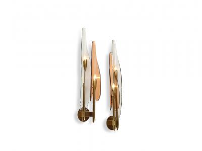 Max Ingrand Pair of Model 1461 Dahlia Wall Lights by Max Ingrand for Fontana Arte
