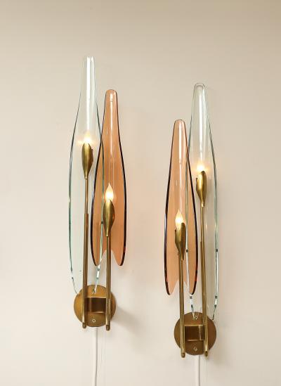 Max Ingrand Pair of Model 1461 Dahlia Wall Lights by Max Ingrand for Fontana Arte