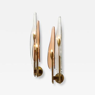 Max Ingrand Pair of Model 1461 Dahlia Wall Lights by Max Ingrand for Fontana Arte