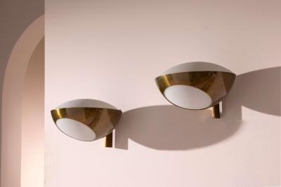 Max Ingrand Pair of brass and glass Wall Sconces Model 1936 by Max Ingrand for Fontana Arte
