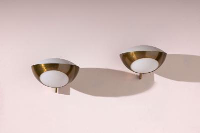 Max Ingrand Pair of brass and glass Wall Sconces Model 1936 by Max Ingrand for Fontana Arte