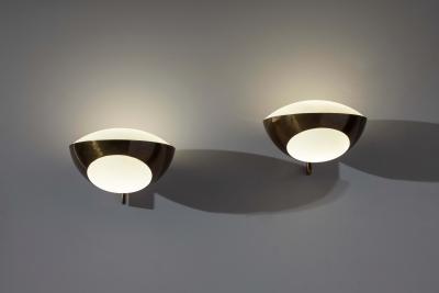 Max Ingrand Pair of brass and glass Wall Sconces Model 1936 by Max Ingrand for Fontana Arte