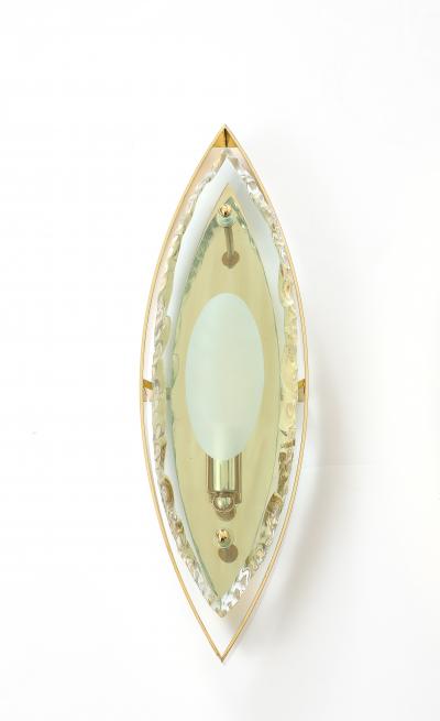 Max Ingrand Pair of glass an brass sconces in the style of Max Ingrand