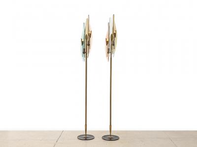 Max Ingrand Rare Pair of Dahlia Floor Lamps by Max Ingrand for Fontana Arte