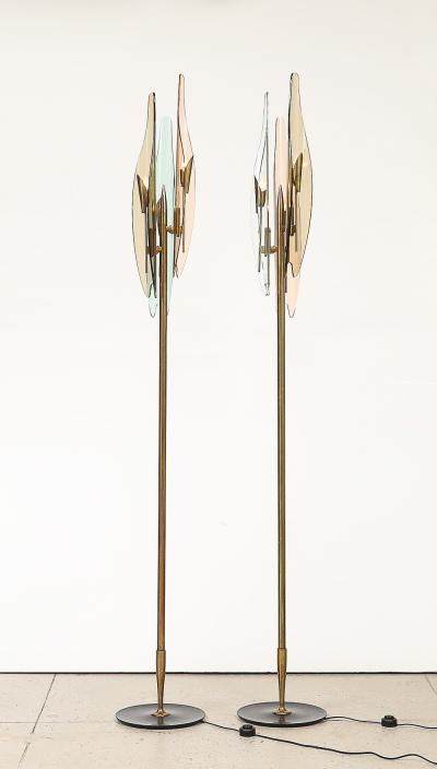 Max Ingrand Rare Pair of Dahlia Floor Lamps by Max Ingrand for Fontana Arte