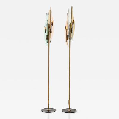Max Ingrand Rare Pair of Dahlia Floor Lamps by Max Ingrand for Fontana Arte
