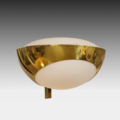 Max Ingrand Rare Pair of Large Brass and Satin Glass Sconces Model 1963 by Max Ingrand