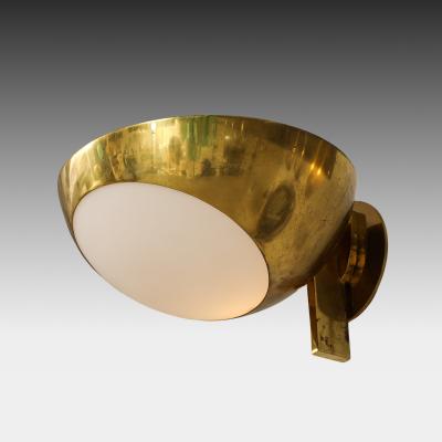 Max Ingrand Rare Pair of Large Brass and Satin Glass Sconces Model 1963 by Max Ingrand