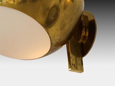 Max Ingrand Rare Pair of Large Brass and Satin Glass Sconces Model 1963 by Max Ingrand