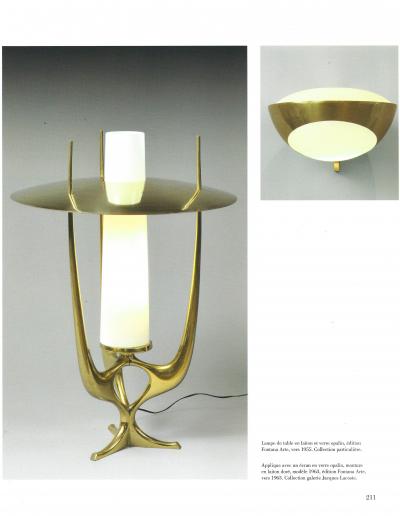 Max Ingrand Rare Pair of Large Brass and Satin Glass Sconces Model 1963 by Max Ingrand