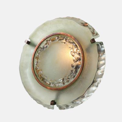 Max Ingrand Rare Pair of Round Glass Sconces Model 10 004 by Max Ingrand