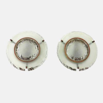 Max Ingrand Rare Pair of Round Glass Sconces Model 10 004 by Max Ingrand