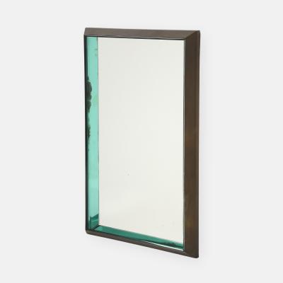 Max Ingrand Rare Rectangular Brass and Colored Glass Mirror Model 2172A