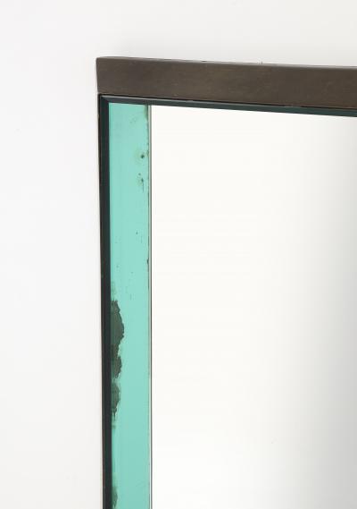 Max Ingrand Rare Rectangular Brass and Colored Glass Mirror Model 2172A