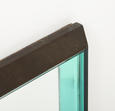 Max Ingrand Rare Rectangular Brass and Colored Glass Mirror Model 2172A