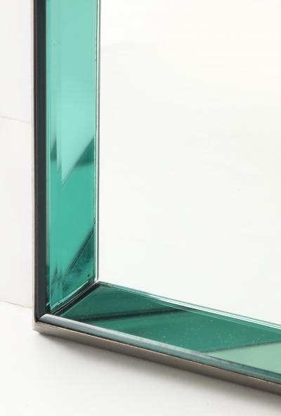 Max Ingrand Rare Rectangular Brass and Colored Glass Mirror Model 2172A