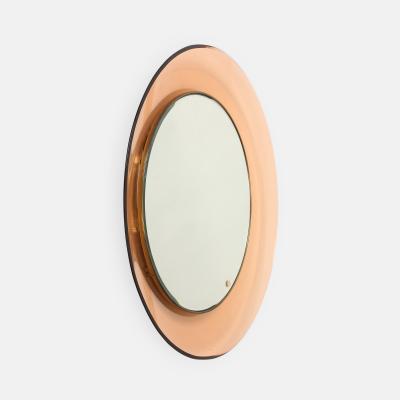 Max Ingrand Rare Round Rose Glass Mirror Model 1669 Wall Console by Max Ingrand