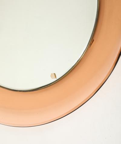 Max Ingrand Rare Round Rose Glass Mirror Model 1669 Wall Console by Max Ingrand