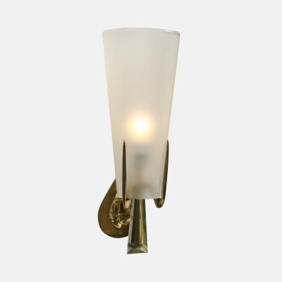 Max Ingrand Rare Single Sconce in Satin Glass and Brass by Max Ingrand
