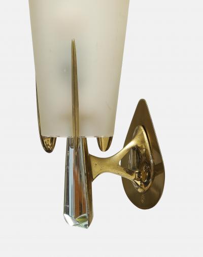 Max Ingrand Rare Single Sconce in Satin Glass and Brass by Max Ingrand