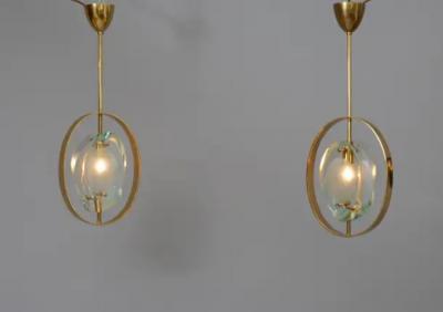 Max Ingrand Rare pair Max Ingrand for Fontana Arte Micro pendants Model 1933