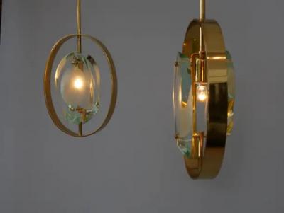 Max Ingrand Rare pair Max Ingrand for Fontana Arte Micro pendants Model 1933