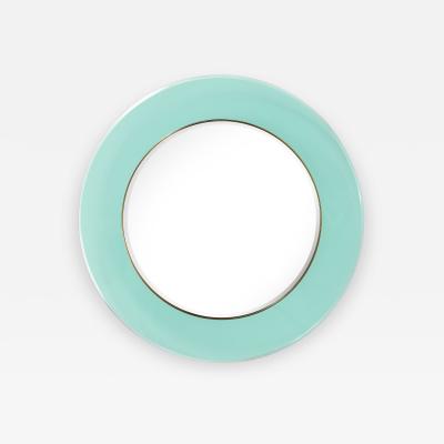Max Ingrand Round Blue Green Beveled Glass Wall Mirror Model 1669 by Max Ingrand