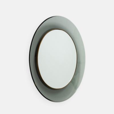Max Ingrand Round Smoked Beveled Glass Wall Mirror Model 1669 by Max Ingrand