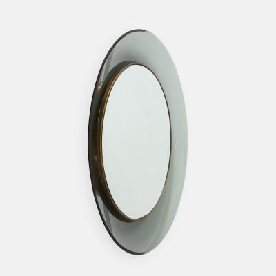 Max Ingrand Round Smoked Beveled Glass Wall Mirror Model 1669 by Max Ingrand