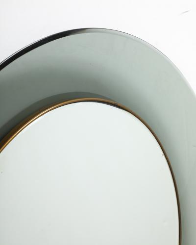 Max Ingrand Round Smoked Beveled Glass Wall Mirror Model 1669 by Max Ingrand