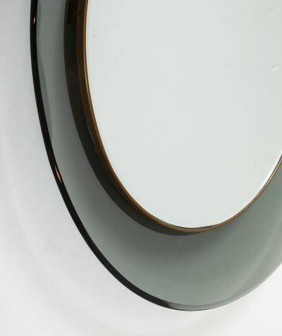 Max Ingrand Round Smoked Beveled Glass Wall Mirror Model 1669 by Max Ingrand