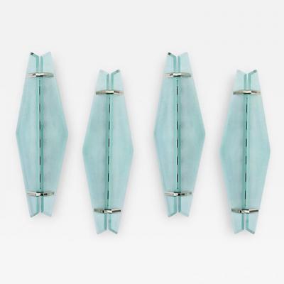 Max Ingrand Set of Four Glass Chrome Fontana Arte Wall Sconces Max Ingrand 1950s