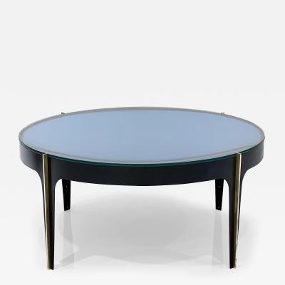 Max Ingrand Style Blue Optical Glass Cocktail Table