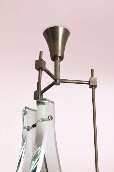 Max Ingrand Three Light Pendant in Green Nilo Glass by Max Ingrand Fontana Arte 1960s