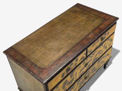 Max Kuehne Max Kuehne Silver Leaf Painted Wood Rare Commode USA 1950s