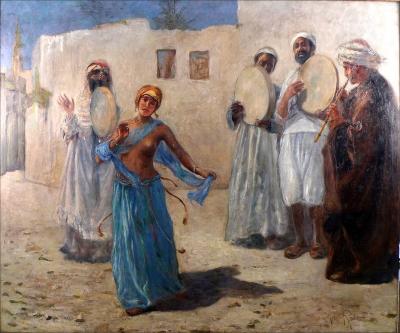 Max Rabes An Orientalist Scene with Musicians and Dancer