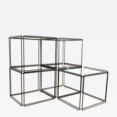 Max Sauze Max Sauze Isoceles Iron and Glass Stacking Side End Tables Set of 5