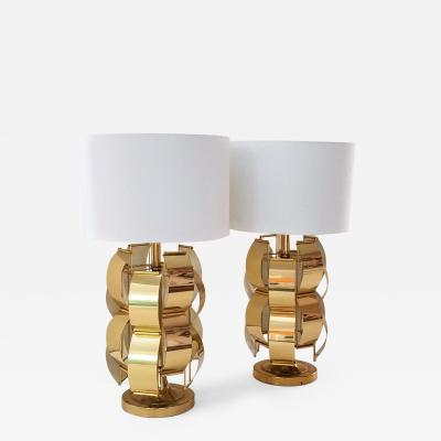 Max Sauze Max Sauze Style Table Lamps Brass Armatures C 1965