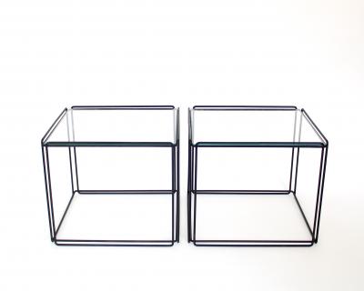 Max Sauze Pair of Max Sauze Isoceles Black Metal and Glass Side Tables or Coffee Tables