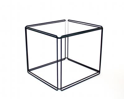 Max Sauze Pair of Max Sauze Isoceles Black Metal and Glass Side Tables or Coffee Tables