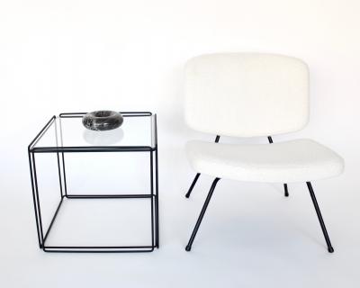 Max Sauze Pair of Max Sauze Isoceles Black Metal and Glass Side Tables or Coffee Tables